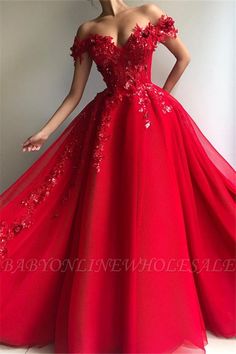 Red Tulle Prom Dress, Red Ball Gowns, Sweet 17, Off Shoulder Evening Gown, Red Ball Gown, Red Quinceanera Dresses, Pretty Prom Dresses