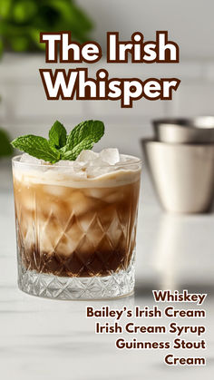 The Irish Whisper Irish Whiskey Cocktails, Weird Drinks, Cream Cocktails, Irish Cocktails, Cocktail Cards, Irish Drinks, Cocktail Recipes Whiskey, Best Cocktail Recipes, Delicious Drink Recipes