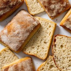 several slices of bread with powdered sugar on them