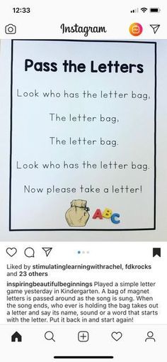 an instagram page with the words pass the letters