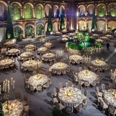 a large banquet hall with tables and chairs