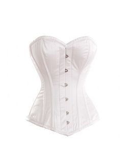 CU-11086-Elegant White Satin Overbust Corset Over Bust Corset, Christmas Dress Women, Boned Corsets