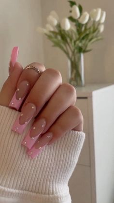 Nail Ideas Stones, Ideas Uñas Acrilicas, Cute Simple Acrylic Nails, Square Acrylics, Colorful Nails, French Tip Acrylic Nails, Long Acrylic Nails Coffin, Long Square Acrylic Nails, Acrylic Nails Coffin Short