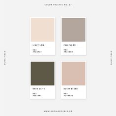 the color palette is shown in four different shades