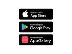 three different logos for an app store, one with google play and the other with apple