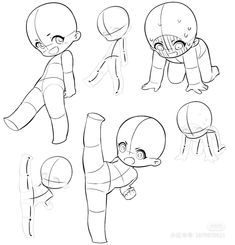 some cartoon character poses and expressions for the animation, which is very easy to draw