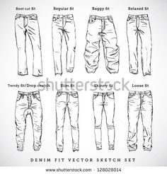 the different types of jeans for men and women stock photo - image 519784