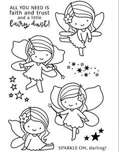 three little angels with stars and the words, all you need is faith and trust fairy dust