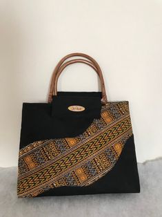 Ankara Bags, Multi Colored Bag, African Bag, African Accessories, Vanity Bag, Handmade African, Top Handle Bags, Black Purse, Handbag Black