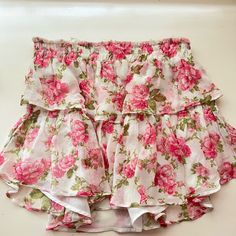 Great Condition Mini Floral Skirt, Tiered Mini Skirt, Tutu Skirt, Mom And Baby, Floral Skirt, Pink White, Mini Skirt, Womens Skirt, Mini Skirts