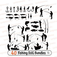 the silhouettes of fishing svg bundle