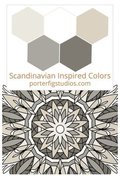 the logo for scandinavian inspired colors, with an image of three hexagonals