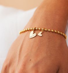 Double Heart Necklace, Meaningful Jewelry, Bead Chain, Bar Bracelets, Double Heart, Name Bracelet, Gold Plated Bracelets