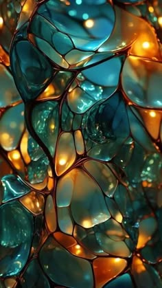 an abstract glass sculpture with lights on it