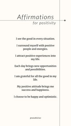 an affirmation poem with the words affirmitions for positivity