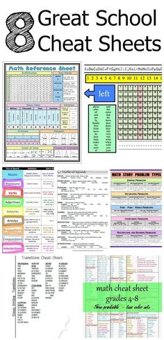 the 8 great school check sheets for students to use in their homes and classroom workbooks