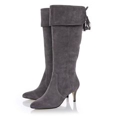 Step into timeless elegance with our Grey Vintage Fold Over Back Laced Low Heel Boots for Women. Featuring a classic fold-over design, back lacing, and a low heel, these boots add vintage charm to any outfit. Handcrafted US sizing. Fits true to size. Heel height: 2.36" / 60 mm approx Product measurements were taken using size 8. Please note that measurements may vary by size. Elegant grey color for a versatile and sophisticated look. Vintage-inspired boots with a classic fold-over design. The ba Thigh High Boots Outfit Winter, Thigh High Boots Outfits, Knee High Suede Boots, Heel Boots For Women, Kitten Heel Boots, Black Stiletto Heels, Low Heel Boots, Party Music, Tassels Fashion