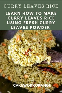 Freshly made curry leaves powder mixed with rice and tempered with mustard seeds, nuts and a dollop of ghee. Vegetarian Lunchbox, How To Make Curry, Cilantro Rice, Raw Banana, Easy Rice, Tomato Rice, Easy Rice Recipes, Cup Of Rice