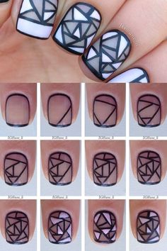 #diynails #cute Space Mosaic, Fantastic Nails, Glass Nails Art, Modern Nail Art, Modern Nails, Glass Nails