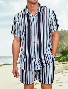 This stylish set from is perfect for summer. The short sleeve shirt and shorts combo features a classic black and white striped pattern, giving you a vintage retro look. The light fabric keeps you comfortable while looking great. 100% Rayon Imported Button closure Machine Wash The mens short sleeve summer beach outfits made of lightweight and soft fabric, give you comfortable and nature skin feel, anti-shrink, helping sweat evaporates faster in the summer. Mens Vintage Outfits, Men Vintage Outfits, Vintage Outfits For Men, Summer Beach Outfits, Mens Beach Style, Vintage Outfits Men, Mens Casual Outfits Summer, Effortlessly Chic Outfits, Summer Beach Outfit