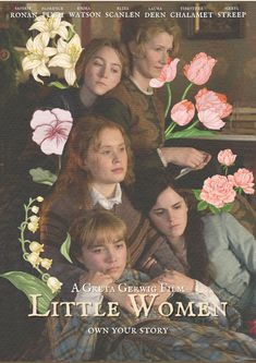 a movie poster for the little women with four girls and flowers on it's cover