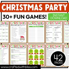 christmas party games and activities for kids to play on the internet or in printables