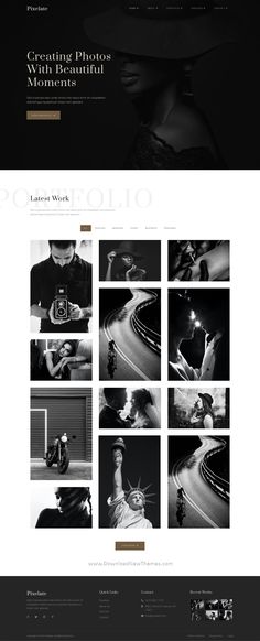 a black and white website design with multiple images