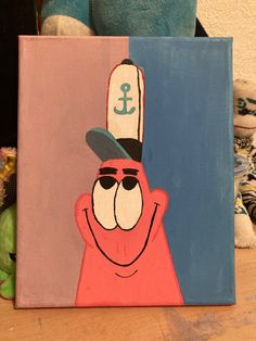 a painting of a cartoon character with an anchor on it