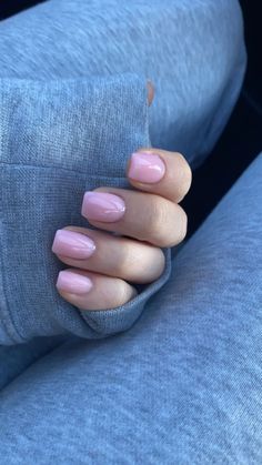 Short Light Colored Nails, Subtle Pink Nails Acrylic, Basic Nails Short Square, Formal Nails Square, Engagement Nails Acrylic Square, Pink Square Oval Nails, Pink Nails Square Round, Gel Nails On Natural Nails Short, Nude Short Square Nails