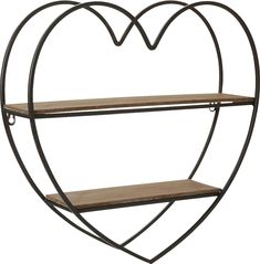 a heart shaped shelf with two shelves on it