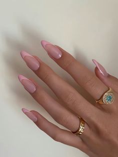 Almond Nails Ideas Elegant, Light Pink Almond Nails Design, Round Long Nails, Pastel Pink Nails Design, Baby Pink Ombre Nails, Pink On Pink French Nails, Pink Simple Nails, Nude Nails Pink, Simple Pink Nails