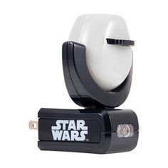 the star wars logo is attached to a charger with a light on it's side