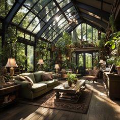 a living room filled with furniture and lots of windows