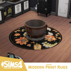 the modern print rugs are designed to look like an old - fashioned stove and pot