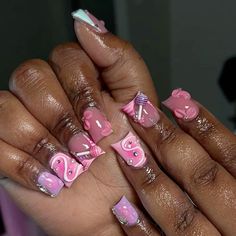 Pink Nails On Brown Skin, Nails Acrylic Brown, Short Nails Acrylic, Nyc Nails, Junk Nails, Gel Toe Nails, Acrylic Toe Nails, Diy Acrylic Nails