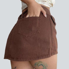 Reinvent your edgy trend with this 2023 Summer Collection Brown Ladies Mini Jean Skirt! This mid-waist skirt features a enduring zipper and button closure, perfect for giving any ensemble a little extra oomph.Why You'll Love It: Street Style: This mini skirt brings on-style style to any outfit for a show-stopping look. Vibrant Brown Color: The rich brown hue brings a stylish and eye-catching look to your vibe. Mid-Waist Fit: The medium-waist fit ensures a flattering silhouette, perfect for any b Mini Jean Skirt, Brown Mini Skirt, Womens Denim Skirts, Ankle Sandals, Denim Patterns, Skirts Online, Jean Skirt, Contemporary Fashion, Premium Denim