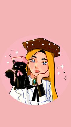 A stylish illustration of a woman with her adorable black cat. Perfect for cat lovers and those who appreciate fashionable aesthetics. Stylish Illustration, Freelancing Tips, Muslim Girl, Muslim Girls, Girl Wallpaper, Black Cat, Cat Lovers