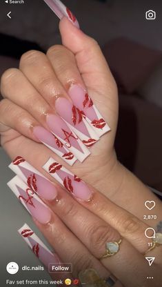 Early Spring Nails, Cute Valentines Nails, March Nails Ideas, Nails March, Vday Nails, March Nails, February Nails, Long Acrylic Nail Designs