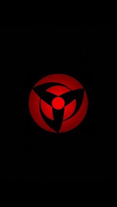 a red and black logo on a black background