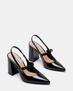 MAEGAN BLACK PATENT Block Heel Slingback, Dr Shoes, Prom 2024, Western Chic, Fancy Shoes, Shoe Inspo, Aesthetic Shoes, Soft Grunge, Crazy Shoes