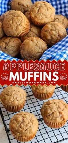 applesauce muffins on a cooling rack with the title overlay above it