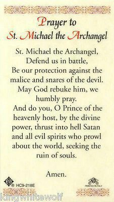 the prayer card for st michael the archangel