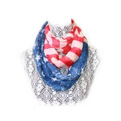 American Flag Infinity Loop Winter Scarf Size: One Size.  Color: Red.  Gender: female.  Age Group: adult. Scarf Clothing, Hair Print, Winter Coat Dress, Cozy Shawl, Silk Scarf Hair, Steampunk Earrings, Patriotic Outfit, Head Wrap Scarf, Loop Scarf