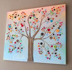 a button tree is mounted on the wall