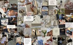 a collage of photos with many different things on them, including books and pictures