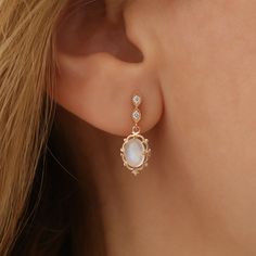 Made with 14 Carat Rose Gold, Diamonds and Moonstone. The gold amount of the product may be plus or minus 10% due to production conditions. Jewelry comes in a nice gift box ready to present. Elegant Moonstone Jewelry With Pearl Drop, Elegant Pearl Drop Moonstone Jewelry, Elegant Moonstone Pearl Drop Jewelry, Elegant Oval Rose Gold Earrings, Elegant Rose Gold Moonstone Jewelry, Elegant Oval Earrings With Rose Cut Diamonds, Elegant Moonstone Earrings For Formal Occasions, Elegant Yellow Gold Jewelry With Moonstone, Elegant Yellow Gold Moonstone Jewelry