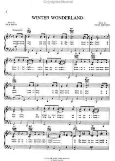 winter wonderland sheet music for piano