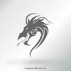 a horse's head in black and white on a gray background with the words design by