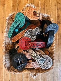 We've added this belt to our essential collection of items you should have in your wardrobe. Authentic tooled leather with a fun rounded buckle. Belt has snaps on the back so you can interchange any buckle that fits the dimensions of this belt. Width: 1.5" Made in Mexico Tooled Western Belt, Cute Belt Buckles, Cowgirl Essentials, Country Girl Decal, Turquoise Belt Buckle, Tooled Belt, Custom Belt Buckles, Western Fits, Turquoise Belt