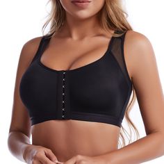 Compression Fitness Crop Bra Posture Corrector Bra, Running Sports Bra, Front Closure Bra, Bra And Panty Set, Crop Bra, Posture Corrector, Lounge Lingerie, Women's Outfits, Everyday Bra